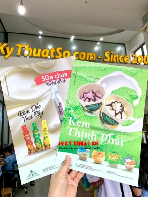 In tờ rơi khổ A4 quảng cáo sản phẩm kem ly, kem dẻo trái cây, sữa chua yoghurt - INKTS1784