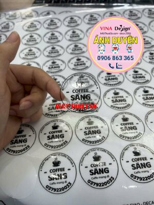 In Decal nhựa trong suốt logo quán coffee take away Daklak dán ly caffe mang đi - INKTS1830