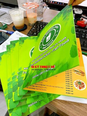 In menu dán gói cho quán nước ép trái cây sạch, thức ăn nhanh Fast Food, in menu Formex - INKTS1875