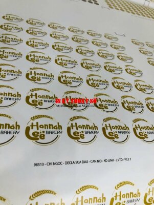 In tem logo tròn dán hộp bánh cho tiệm bánh ngọt Bakery, in tem Decal sữa tròn đường kính 5cm - INKTS1986