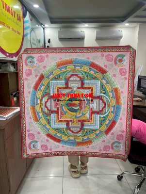 Tranh Mandala Kalachakra 120cm tranh treo tường Silk mực dầu bóng - INKTS1999