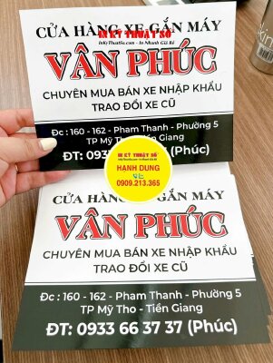 In card thông tin cửa hàng xe gắn máy, in giấy C300gsm in 1 mặt, cán bóng 2 mặt, hàng gửi đi Tiền Giang từ TPHCM - INKTS2115