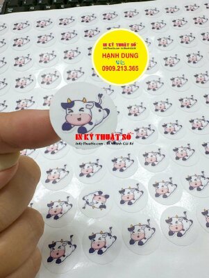 In tem sticker tròn hình dán bò sữa cute, tem tròn đường kính 2.5cm Decal sữa, bế theo viền từng tem - INKTS2081