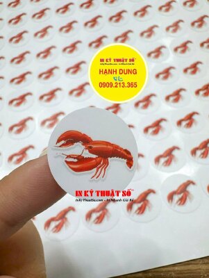 In tem sticker tròn hình dán tôm hùm Lobster, tem tròn đường kính 2.5cm Decal sữa, bế theo viền từng tem - INKTS2095