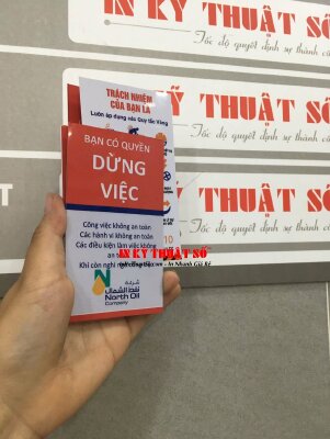 In thẻ cảnh báo nhựa PVC mỏng song ngữ Bạn có quyền dừng việc - You are authorized to Stop - INKTS1880