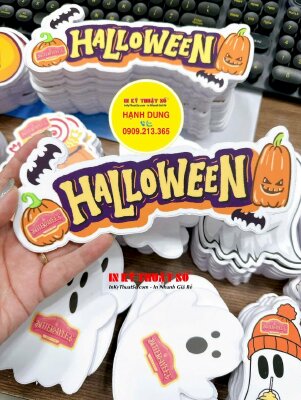 In mô hình PP Formax Halloween pumpkin bí ngô, bóng ma trang trí cửa hàng, lớp học Anh ngữ, mầm non, công ty - INKTS2646