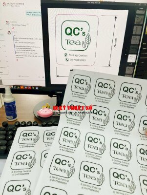 In tem trong Decal logo quán trà dán lên ly giấy, hàng gửi đi Úc từ TPHCM - INKTS2171