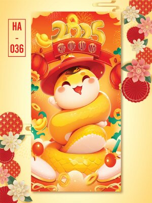 In bao lì xì Bé Rắn Vàng Chibi - Mã HA036 - INKTS2674