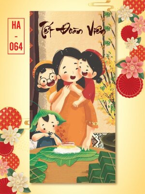 Thiết kế bao lì xì Bánh Chưng Tết Đoàn Viên - Mã HA064 - INKTS2623