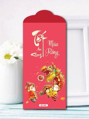 Bao lì xì in họa tiết truyền thống Múa Rồng Tết An Khang - Mã HC049 - INKTS2445