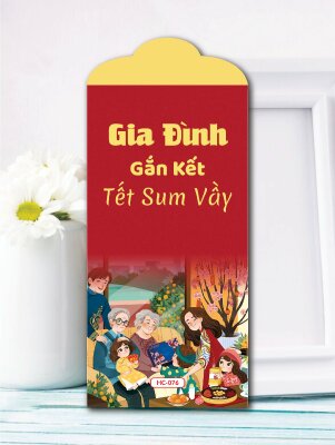 Thiết kế bao lì xì đỏ trơn Gia Đình Gắn Kết Tết Sum Vầy - Mã HC076 - INKTS2573