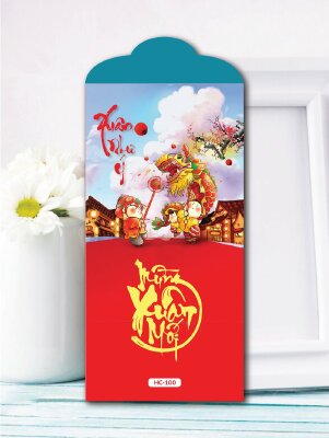 Thiết kế bao lì xì Múa Rồng Xuân Như Ý - Mã HC100 - INKTS2597