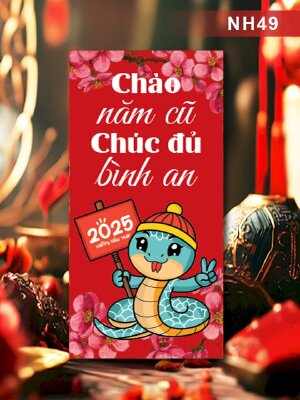 Xưởng in lì xì Rắn Ất Tỵ 2025 Chào Năm Cũ Chúc Đủ Bình An - Mã NH49 - INKTS2585