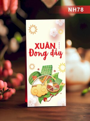 Thiết kế lì xì bánh chưng xanh Xuân Đong Đầy - Mã NH78 - INKTS2692