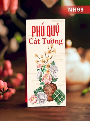 Thiết kế bao lì xì truyền thống Bánh Chưng Xanh bên Bình Hoa Phú Quý Cát Tường - Mã NH99 - INKTS2713