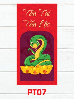 In lì xì màu đỏ Tấn Tài Tấn Lộc chủ đề Rắn Ất Tỵ - Mã PT07 - INKTS2463