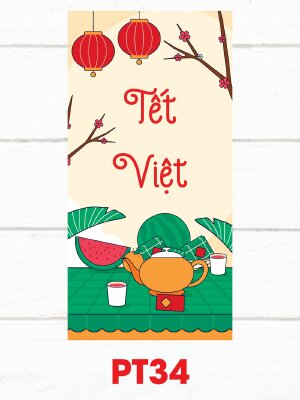 Bao lì xì vector họa tiết truyền thống Tết Việt - Mã PT34 - INKTS2490