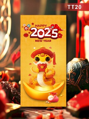 In bao lì xì màu vàng Rắn Chibi Ất Tỵ - Mã TT20 - INKTS2618