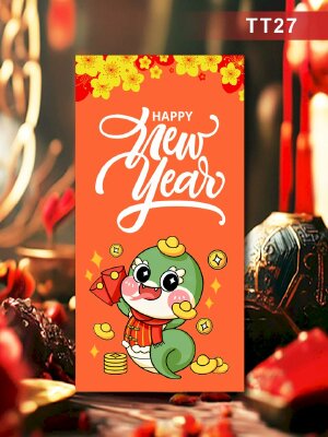 In bao lì xì màu cam Happy New Year - Mã TT27 - INKTS2625