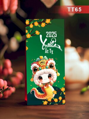 In bao lì xì màu xanh lá cây 2025 Xuân Ất Tỵ - Mã TT65 - INKTS2682