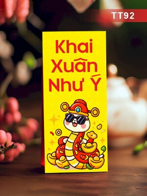 In phong bì lì xì màu vàng Khai Xuân Như Ý - Mã TT92 - INKTS2709