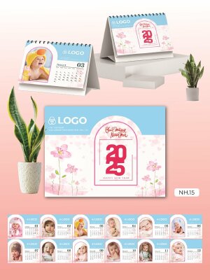 Xưởng in lịch Tết để bàn chữ A thiết kế chủ đề Baby Cute Em bé dễ thương - Mã NH15 - INKTS2238