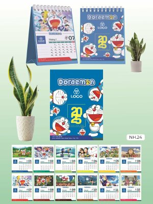 Lịch để bàn Cute chữ A thiết kế chủ đề Doraemon - Mã NH24 - INKTS2247