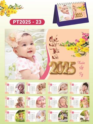 Địa chỉ in lịch để bàn chữ A thiết kế chủ đề Em bé Cute dễ thương - Mã PT2025-23 - INKTS2327