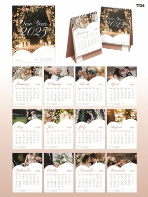 Thiết kế lịch Tết để bàn chữ A chủ đề Cưới hỏi Wedding - Mã TT28 - INKTS2209