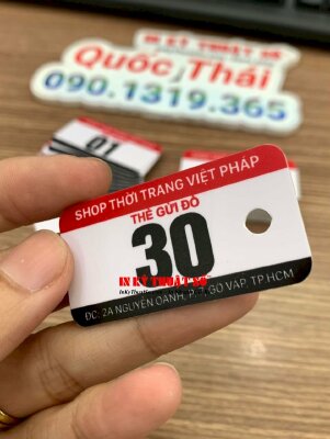 In ấn thẻ nhựa làm thẻ gửi đồ tại shop thời trang - INKTS1058