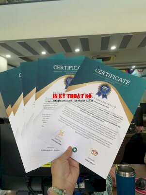 In giấy mỹ thuật nhũ trắng làm tờ Certificate giấy chứng nhận cho sự kiện Bangkok, Thái Lan - INKTS2789