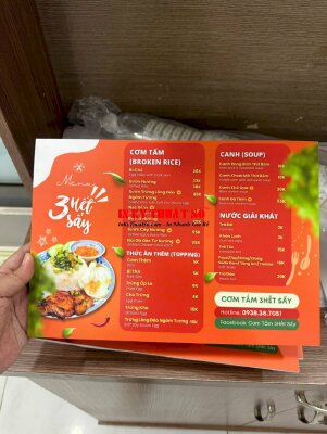 In menu cầm tay quán cơm tấm, cơm trưa văn phòng, menu Format A4 2 mặt in - INKTS2798