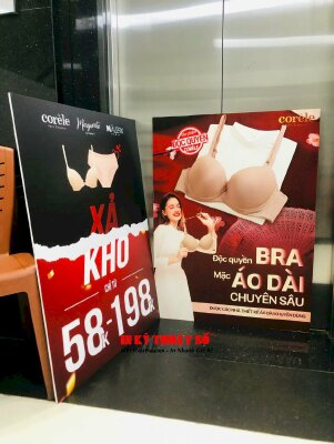 In Poster Formex khuyến mãi để kệ Standee khung gỗ chữ A, poster cứng cho shop đồ lót, cửa hàng nội y - INKTS2778