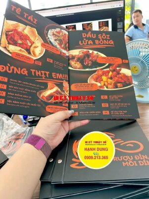 In quyển menu quán nhậu bìa bồi Carton ruột giấy C300gsm, hàng gửi đi Phú Quốc, Kiên Giang từ TPHCM - INKTS2783