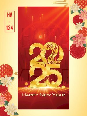 Mẫu thiết kế phong bao lì xì Tết 2025 Happy New Year - Mã HA124 - INKTS2766