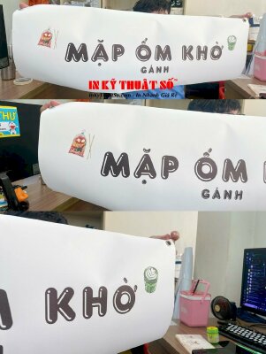 In banner Canvas kiểu Nhật treo xe đẩy cafe, matcha latte & bánh tráng gánh take away - INKTS3071