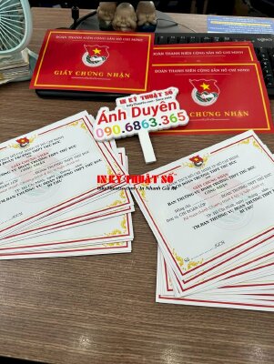 In giấy chứng nhận thành tích hoàn thành chương trình đào tạo Đoàn trường - INKTS513