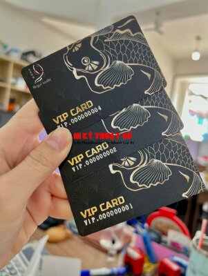In thẻ VIP nhà hàng Sushi Nhật, in thẻ nhựa cao cấp ép kim, dập nổi, đánh sổ nhảy - INKTS876