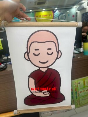 In tranh vector thiền định Phật giáo, tranh Canvas khổ A3 dầu bóng, nẹp gỗ hoa văn 2 đầu - INKTS1228