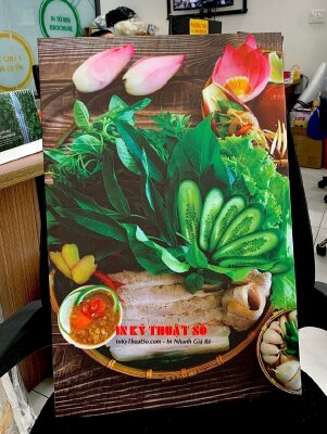 Tranh trang trí quán bánh cuốn in Canvas mực dầu mờ hình món ăn của quán - INKTS3256