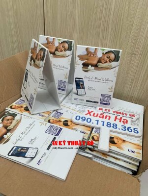In standee đế bồi Carton chữ A để bàn làm bảng giá dịch vụ Spa & Massage tận nơi - INKTS1060