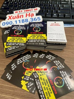 In thẻ bảo dưỡng nhắc lịch khách hàng cho dịch vụ chăm sóc rửa xe sữa chửa ôtô, hàng gửi đi Hải Dương từ TPHCM - INKTS3278