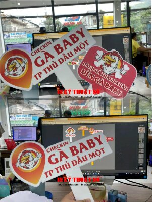 Bảng cầm tay check in quán gà nướng cơm lam, lẩu gà lá é - INKTS460