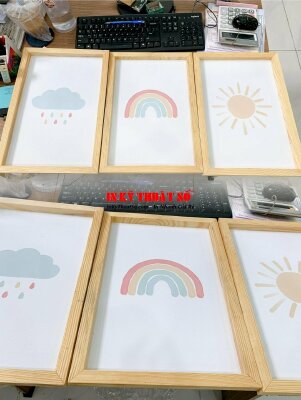 Bộ 3 tranh Formex đóng khung gỗ Rainbow, Sun, Rain - INKTS903