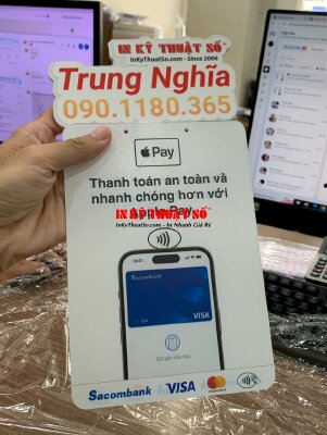 In bảng Mica để bàn thông báo chấp nhận thanh toán qua ví điện tử, cổng thanh toán online - INKTS522