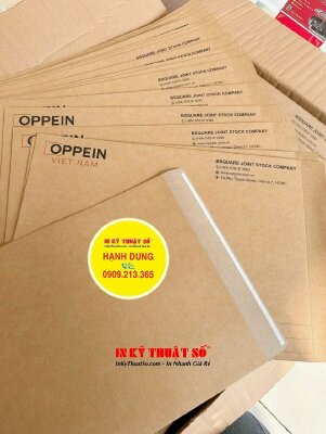 In bao thư giấy Kraft nâu in logo, địa chỉ công ty sản xuất tủ bếp & nội thất tùy chỉnh - INKTS1165
