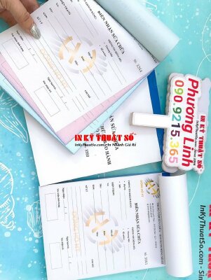 In biểu mẫu 3 liên giấy Carbonless 3 màu, đánh số nhảy làm quyển biên nhận sửa chữa đồng hồ - INKTS1207