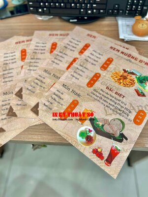 In menu quán nem nướng, menu tấm nhựa mỏng cầm tay khổ A4 tiện dụng - INKTS1169