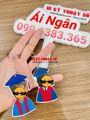 In móc khoác chibi ghép mặt cặp đôi, móc khóa mica couple - INKTS548