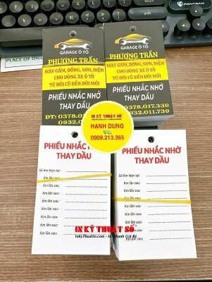 In phiếu nhắc nhở thay dầu cho garage ô tô, gửi hàng đi Phú Mỹ, Bà Rịa - Vũng Tàu từ TPHCM - INKTS1164